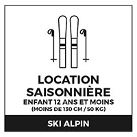 Season Ski equipment for Kid of 130cm and less (50kg and less)