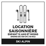 Season Ski equipment for Kid of 130cm and less (50kg and less)