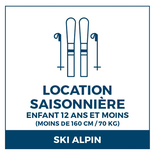 Location Saisonnière - Enfant 12 ans et moins de 160cm et - (70kg et -)